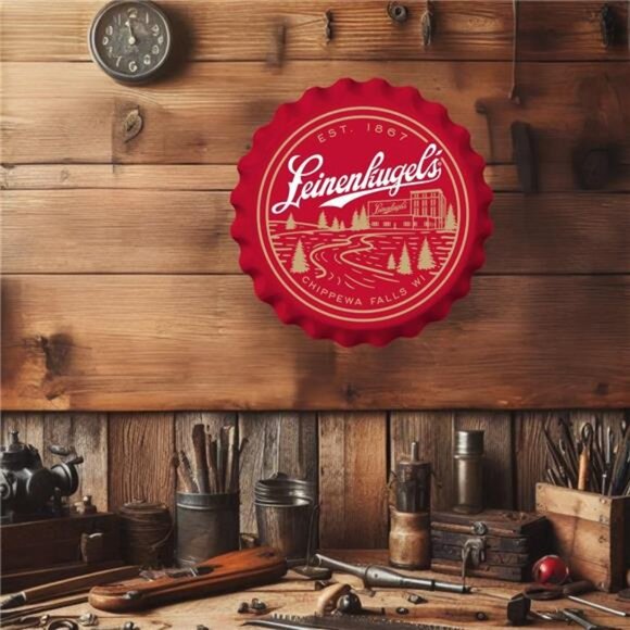 Leinenkugels Beer Metal Bottle Cap Sign Garage Shop Bar Man Cave Outdoor LARGE - Picture 2 of 6